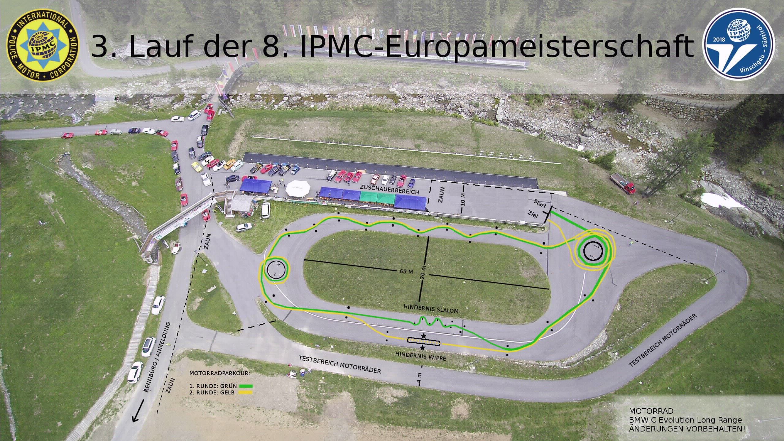 Parcours des 3. Lauf der 8. Europameisterschaft der IPMC für Motorräder