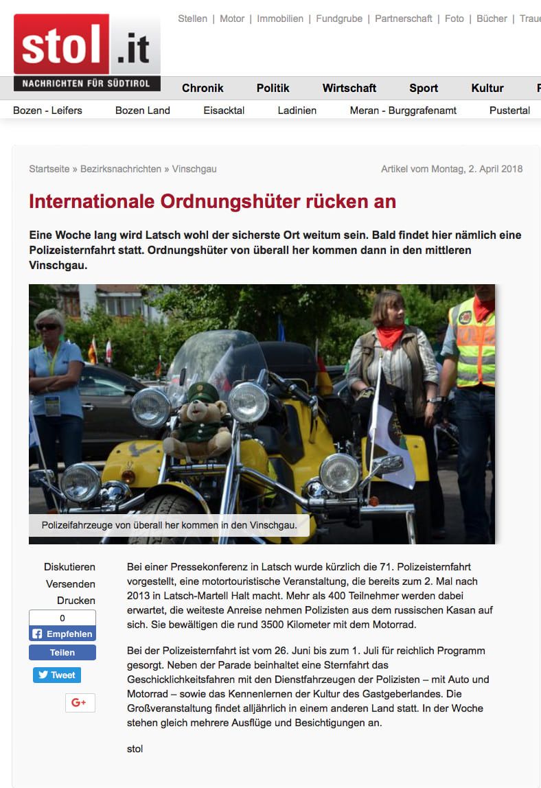 Pressebericht über die Sternfahrt 2018 im Der Vinschger